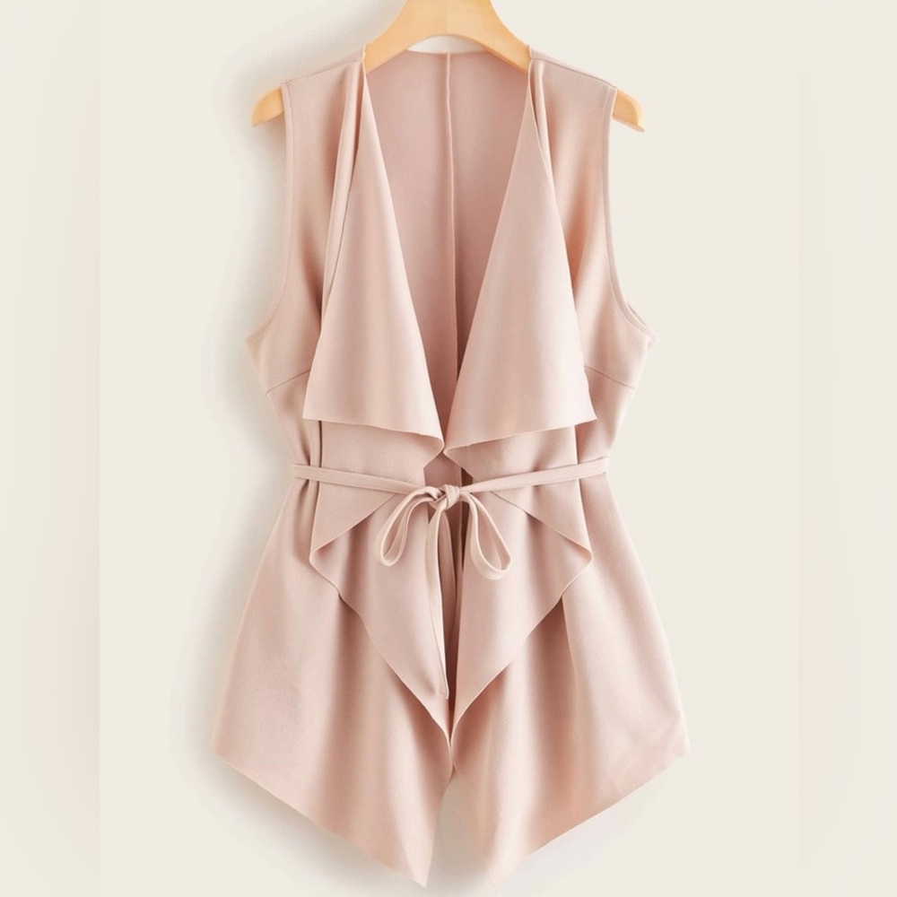 SHEIN Apricot Open Front Vest